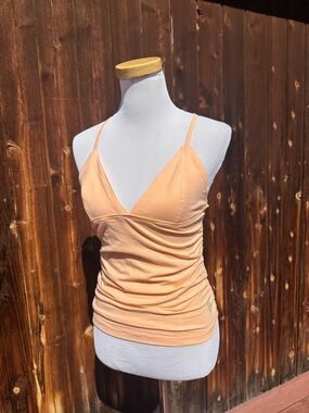 NWOT! Free People Movement Peach Spaghetti-Strap Ruched V-Neck Cami